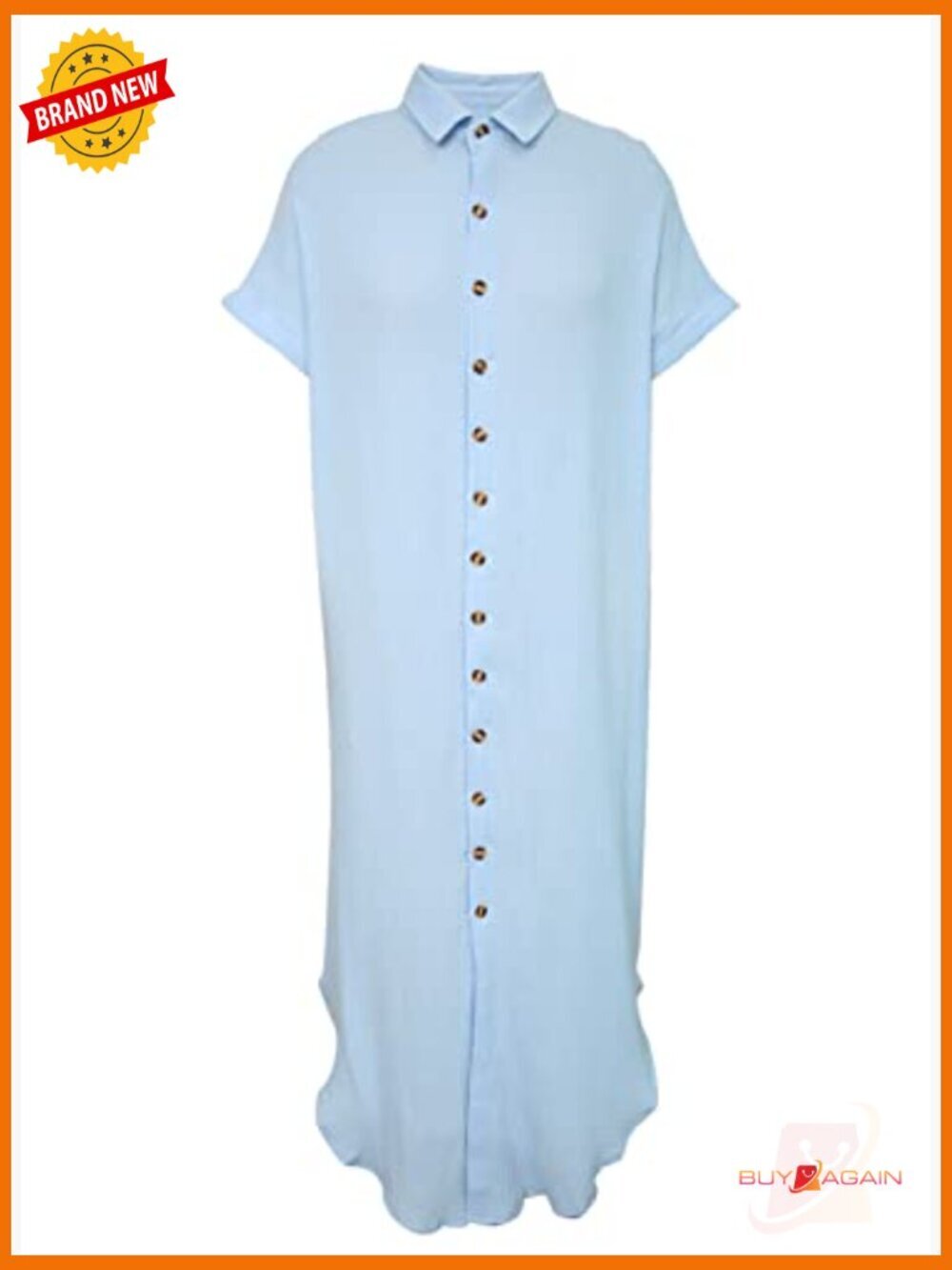 Casual Short Sleeve Side Split Button Down Long Kimono Cardigan Swimsuit Cover - Picture 6 of 7